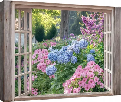 Obrázek produktu pro Obrazy na plátně Nástěnné umění 120x80 cm XXL Moderní plátno Obrazy na plátně Okno Květiny Příroda