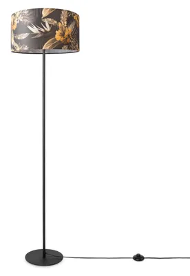 Produktbild von Stehlampe Wohnzimmer Deko Büro Dreibein Lampenschirm Rund Stoff Blumen Jungle