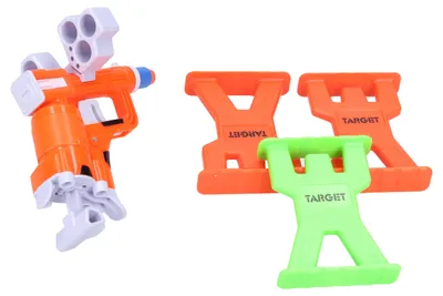 Produktbild von Spielzeugpistolen-Set 12 cm mit 3 Zielscheiben