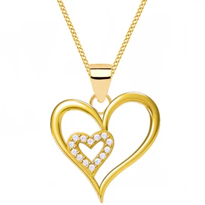 Herz-Anhänger Goldkette Set I Echtschmuck Damen Halskette 45cm