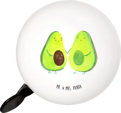 Produktbild von Mr. & Mrs. Panda Fahrrad-Klingel Avocado Pärchen - Weiß - Geschenk, klingel fahrrad, Liebe, Fahrradklingel, Familie, Gesund, Schwangerschaft, Fahrrad-Glocke, Für