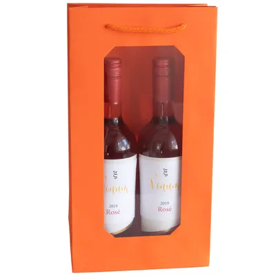Produktbild von 10 x PresentFill® Flaschentasche 2er Geschenktüte mit Fenster Orange