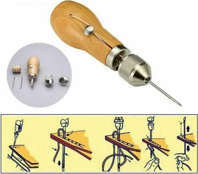 Obrázok produktu pre Profesionálna sada nástrojov na šitie kože, nástroje na šitie, ihly, voskovaná niť, opravy DIY