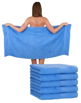 Produktbild von Betz 6 Stück Duschtücher 70 x 140 cm PREMIUM 100% Baumwolle Liegetuch Strandtuch Farbe: hellblau