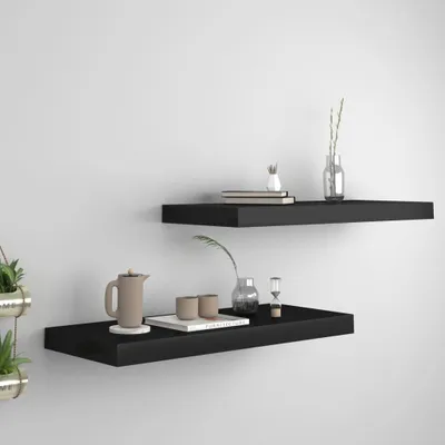 Immagine prodotto di Maison Exclusive - Scaffali sospesi, 2 pezzi, nero, 60x23,5x3,8 cm, MDF
