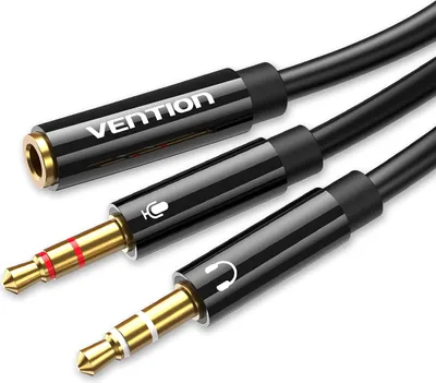 Image de Vention Cable Stereo BBTBY/ 2x jack 3,5 mâle -- jack 3,5 femelle/ 30cm/ Noir