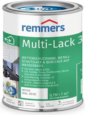 Produktbild von Remmers Multi-Lack 3in1 weiß (RAL 9016) 0,75 l, Lackfarbe