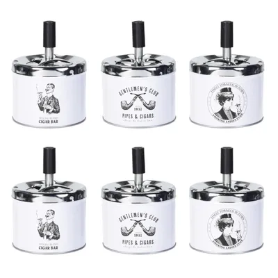 Produktbild von 6x Retro Drehaschenbecher Metall Ø 9 cm Aschenbecher Windaschenbecher Drehascher Sturmaschenbecher Wind Ascher