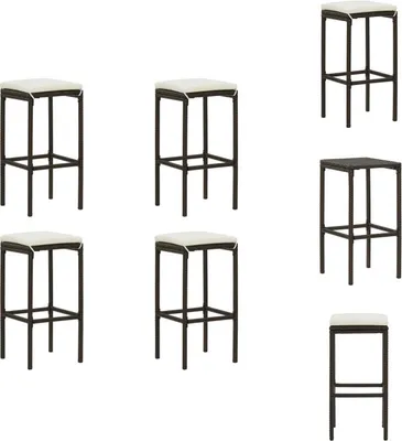 Image de vidaXL Tabouret de bar avec coussin 4 pcs. brown poly rattan - Tabouret de bar
