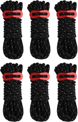 Produktbild von Reflektierendes Nylonseil mit Spanner, 6-teilig, schwarz