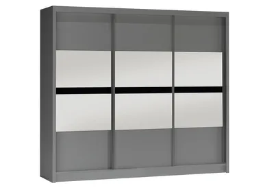 Produktbild von Kleiderschrank 250 JANETTA mit Spiegel – Graphit/Schwarzglas