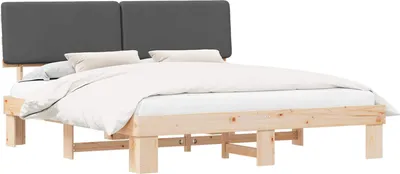Immagine prodotto di Letto con Testiera Rivestita Grigio scuro 200 x 200 cm