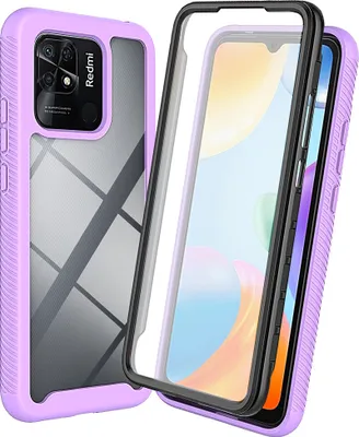 Produktbild von Redmi 10C Hülle, TPU Bumper mit Eingebautem Displayschutz 360 Grad Komplettschutz Schutzhülle für Xiaomi Redmi 10C Lila