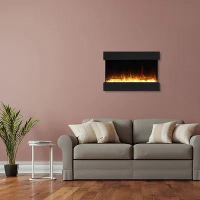 Produktbild von Garlivo Elektrokamin Insert 3-Sided Einbaukamin | LED Wandkamin in schwarz mit Heizung (1500 W) | HxBxT: 68x92x25cm