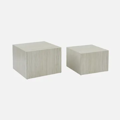 Produktbild von sweeek - 2er-Set quadratische Couchtische mit Marmorlook - Weiß