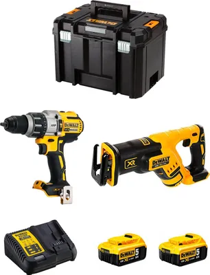 Produktbild von DeWALT Kit DWK218 (DCD996 + DCS367 + 2 x 5,0 Ah + DCB115 + TSTAK VI)