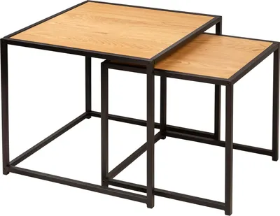 Obrázok produktu pre Dizajnové bočné stolíky set 2 SLIM LINE 50cm divoký dub čierny industriálny štýl