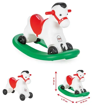 Produktbild von Rocking Horse mit Musik - Schaukelpferd und Rutscher 2 in 1 mit Rollen bis 50 kg