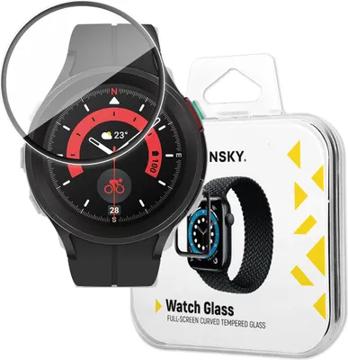 Produktbild von Wozinsky Full Glue Tempered Glass Gehärtetes Glas für Samsung Galaxy Watch 5 Pro 45 mm 9H Vollbildabdeckung mit schwarzem Rahmen
