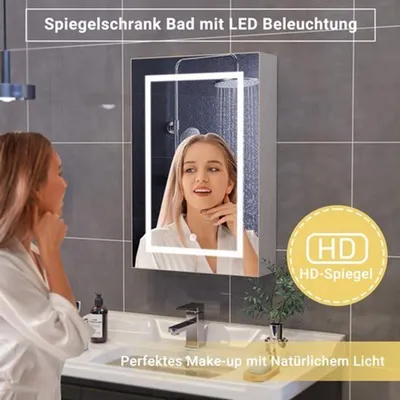 Obrázek produktu pro Zrcadlo do koupelny/obývacího pokoje – nástěnné – s LED osvětlením – rozměry 87 x 61 cm