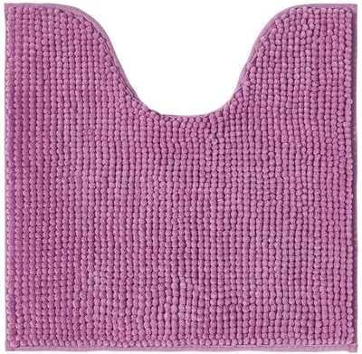 Produktbild von Ibenzoa® Chenille-Badematte & WC-Vorleger – weich, saugfähig, rutschfest, Mikrofaser-Chenille, mit Aussparung für WC, lila, 45 x 45 cm, waschbar 30 °C