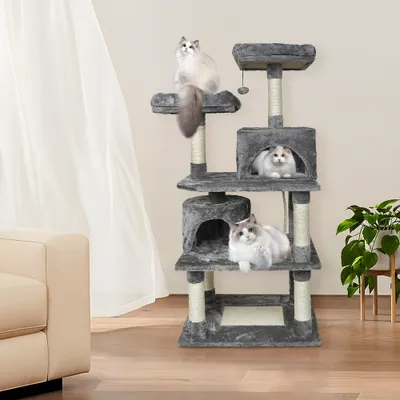 Produktbild von Kratzbaum Stabiler Katzenbaum Katzenkratzbaum Katzenmöbel, Kletterbaum mit Kratzsisal für große Katzen im Innenbereich 60x48x145cm