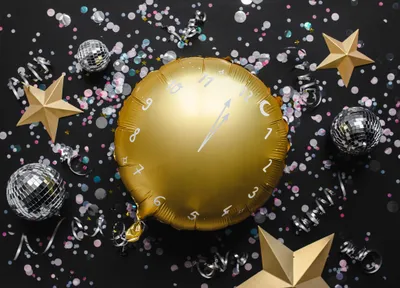Produktbild von Folienballonuhr 45 cm gold