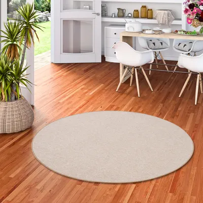 Produktbild von Feinschlingen Velour Teppich Strong Beige Rund, Größe:400 cm Rund