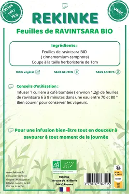 Image de Ravintsara feuilles en vrac 75g REKINKE