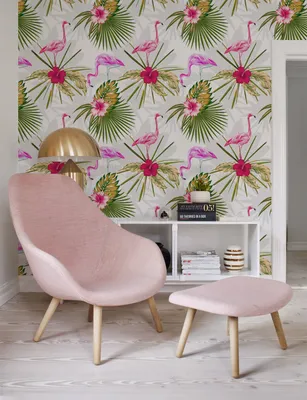Produktbild von Coloray Fototapete 104x70 cm Latextapete Magicstick - Flamingo Miami verlässt Flowersvebirds
