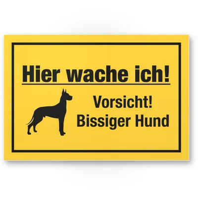 Produktbild von Komma Security Hier wache ich Vorsicht bissiger Hund - Hunde Kunststoff Schild Hinweisschild Gartentor Gartenzaun - Türschild Haustüre Warnschild Abschreckung Einbruchschutz - Achtung Hund