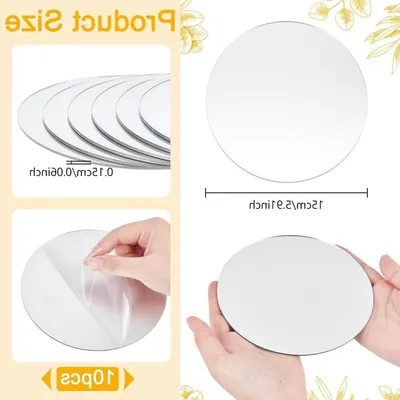 10 Stück Runde Acrylspiegel ohne Rand zur Wandmontage - Dekorative Spiegel 15 cm Durchmesser, 1,5 mm Dicke für Wohnkultur