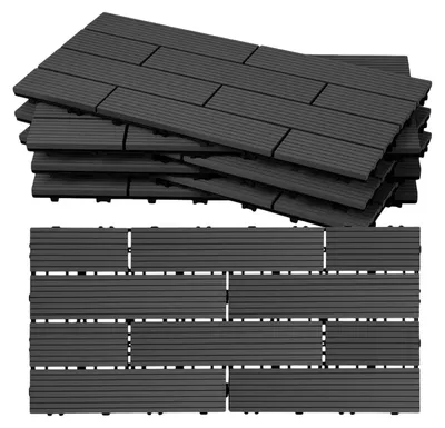 Produktbild von Vigevee 6 Stück Terrassenfliesen 30 x 60 cm mit Klicksystem, UV- und witterungsbeständig für Terrasse, Pool und Balkon Anthrazit