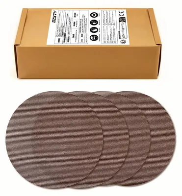 Immagine prodotto di Carta abrasiva a rete, 150 mm, con sistema di fissaggio a velcro, grana 180, per levigatrici eccentriche, confezione da 50 pezzi