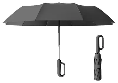 Zdjęcie produktu dla Parasol automatyczny, odporny na wiatr i deszcz, czarny, 125 cm, 8-segmentowy, metalowy