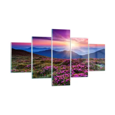 Produktbild von Bilder auf glas - Wiese Berg Himmel Landschaft - 125x70cm - Glasbilder - Wandbilder - Kunstdruck - zum Aufhängen bereit - Wanddekoration aus Glas - Glas Bilder - Wandbild auf Glas - GEA125x70-2719