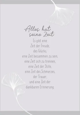 Produktbild von Trauerkarte, Beileidskarte "Alles hat seine Zeit", 14,2 x 10,8