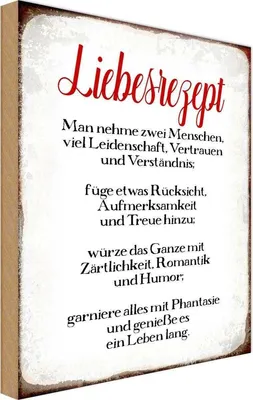 Produktbild von vianmo Holzschild 18x12 cm Liebesrezept Küche Kochen