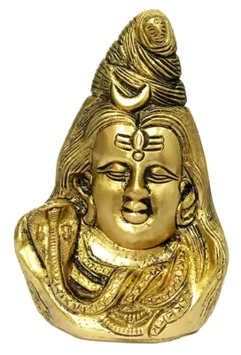 Messing Shiva-Idol mit Halbmond, Ganga und Vasuki