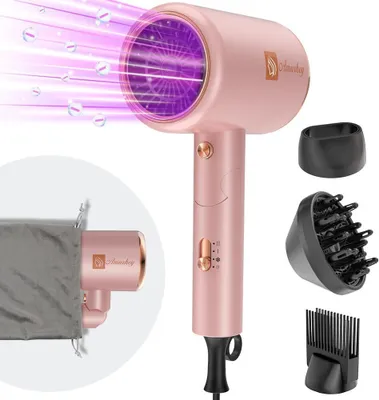 Produktbild von 2400W Föhn, Ionen Haartrockner mit Stylingdüse, Diffusor & geraden Düsen, leicht & Hochgeschwindigkeit, klappbarer Reisefön, Hair Dryer