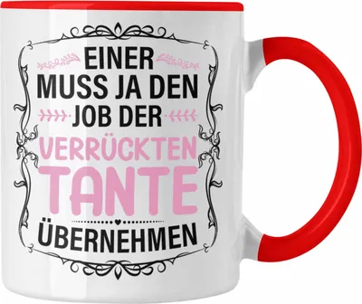 Produktbild von Trendation - Verrückte Tante Geschenk Tasse Lustig Spruch (Rot)