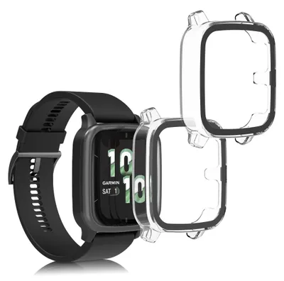 Produktbild von kwmobile 2x Glas Hülle für Garmin Venu Sq 2 Music / Sq 2 Schutzhülle - Fullbody Fitnesstracker Case Set aus Glas - Transparent