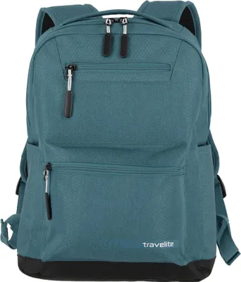 Produktbild von Travelite Rucksack Kick Off, Petrol, Polyester 600D, 31x40x14 cm (BxHxT), 17 Liter, gepolstertes 13 Zoll Laptopfach, Organizerfunktion, Schlüsselfinder, gepolsterte Schultergurte, passend für DIN A4, leicht zu reinigen, platzsparend zusammenrollbar