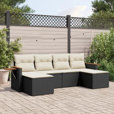 Produktbild von 6-tlg. Garten-Sofagarnitur mit Kissen Schwarz Poly Rattan 3227057