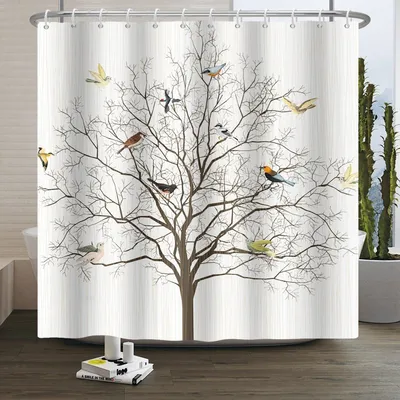 Obrázok produktu pre Záves do sprchy s motívom kvetov a vtákov, 120 x 180 cm
