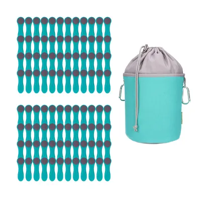 Produktbild von trendfinding 96 Wäscheklammern Türkis Edelstahl und 1 Canvas Klammerbeutel Türkis