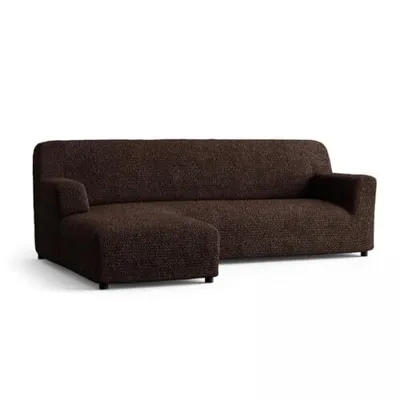 Produktbild von Bezug für linkes Ecksofa mit Ottomane, individuell anpassbar, 350-540 cm, griffsympathisch, weich (Braun, Left)