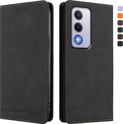 Produktbild von Hülle für Oppo A80 5G, Retro Kunstleder Ständer Klapphülle mit Kartenfächer und Magnetische Schwarz