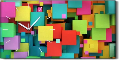 Produktbild von Leinwand Wanduhr Wandkunst Uhr Geräuschlos 60x30 Abstrakte Kunst Bunte Würfel - weiße Hände