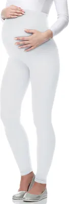Produktbild von Be Mammy Lange Umstandsleggings aus Viskose BE-02 (Weiß, XL)